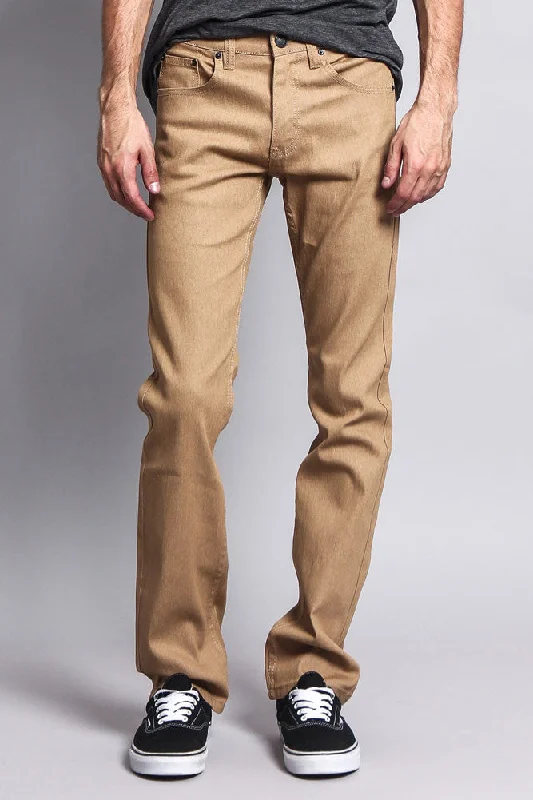 Men's Slim Fit Raw Denim Jeans (Khaki)