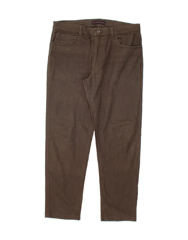 TRUSSARDI Mens Slim Casual Trousers W38 L30 Grey Cotton