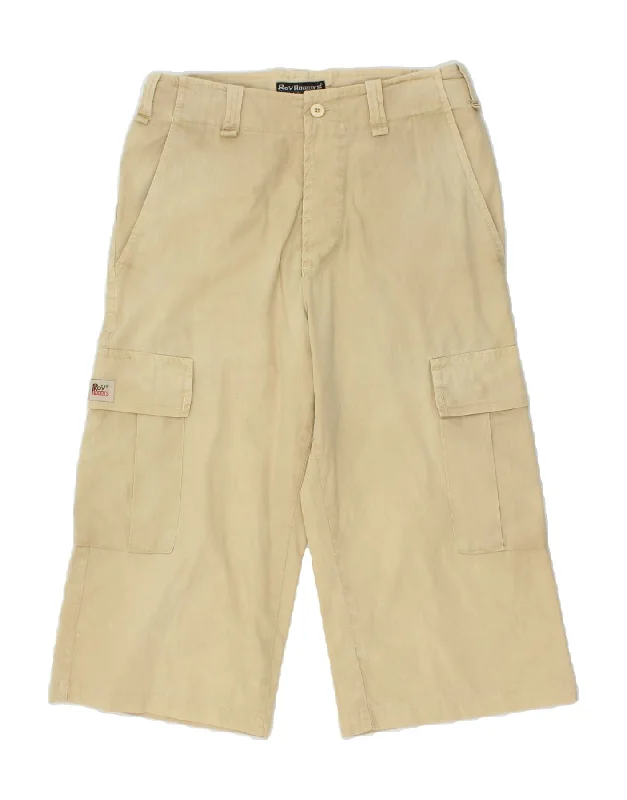 ROY ROGERS Mens Cargo Straight Capri Trousers W30 L18  Beige Cotton