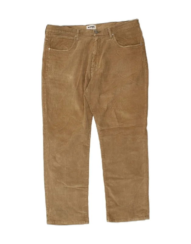 WRANGLER Mens Straight Corduroy Trousers W40 L30 Brown