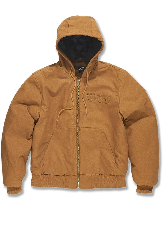 Big Men's See You In Paradise Hooded Work Jacket (Wheat)