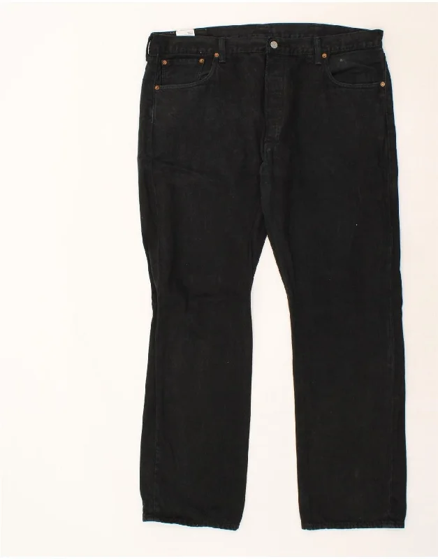 LEVI'S Mens 501 Straight Jeans W40 L32 Black Cotton