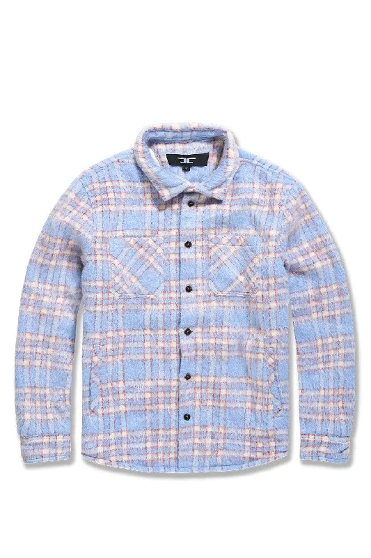 Big Men's See You In Paradise Flannel Shacket (Sky Blue)