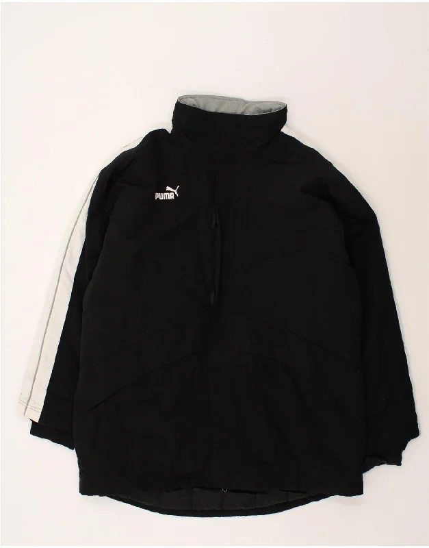 PUMA Mens Hooded Windbreaker Coat UK 42 XL Black Colourblock Polyamide