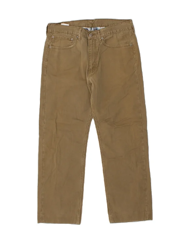 LEVI'S Mens 505 Straight Casual Trousers W34 L28 Khaki Cotton