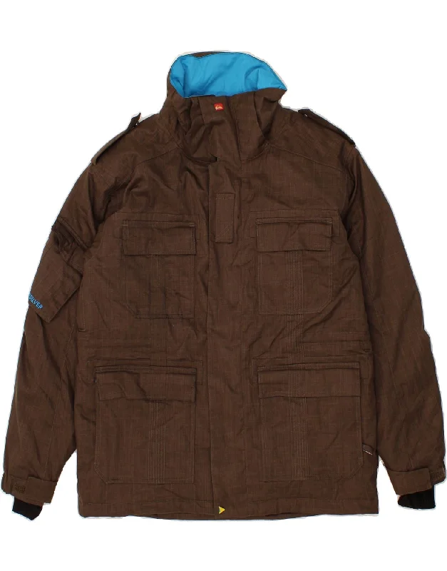 QUIKSILVER Mens Military Windbreaker Jacket UK 36 Small Brown Polyester