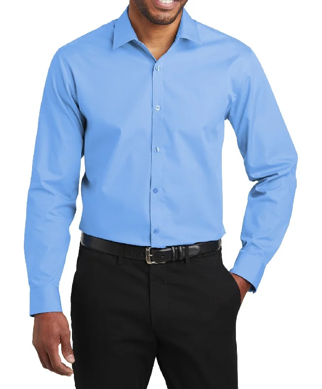 Men's Long Sleeve Slim Fit Carefree Poplin Shirt