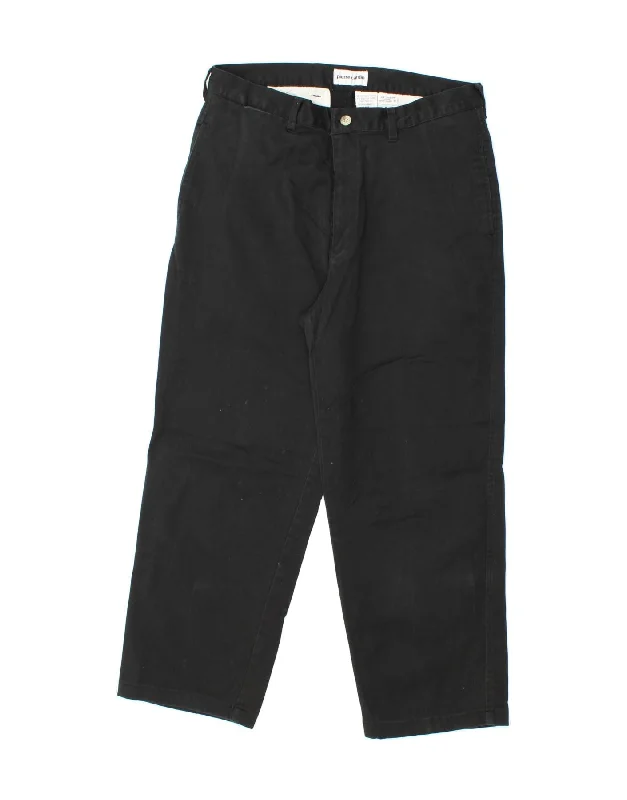 PIERRE CARDIN Mens Straight Chino Trousers W34 L25  Black Cotton