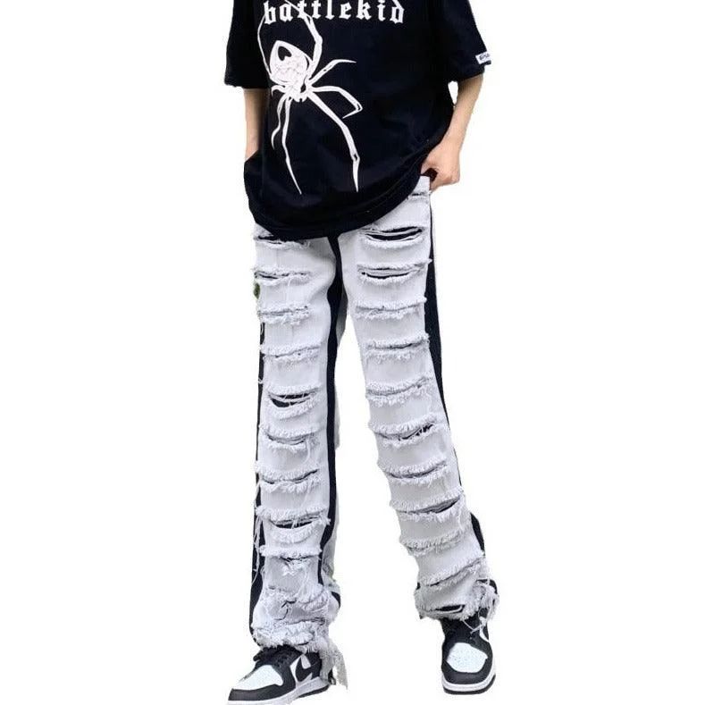 Ripped Jeans Street Straight Casual Versatile Trousers Men