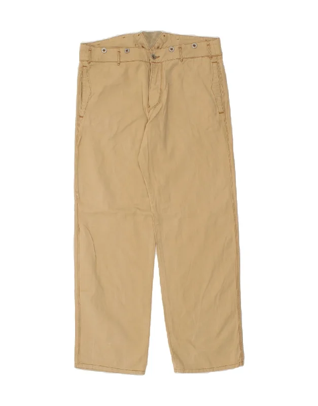 VINTAGE Mens Straight Chino Trousers W38 L32 Beige Cotton