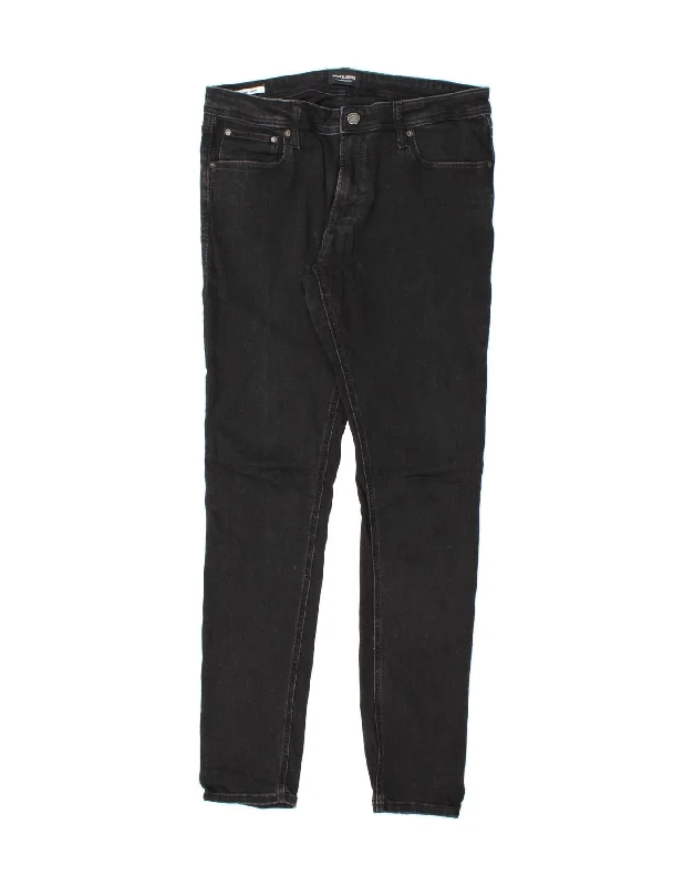 JACK & JONES Mens Liam Skinny Jeans W36 L34  Black Cotton