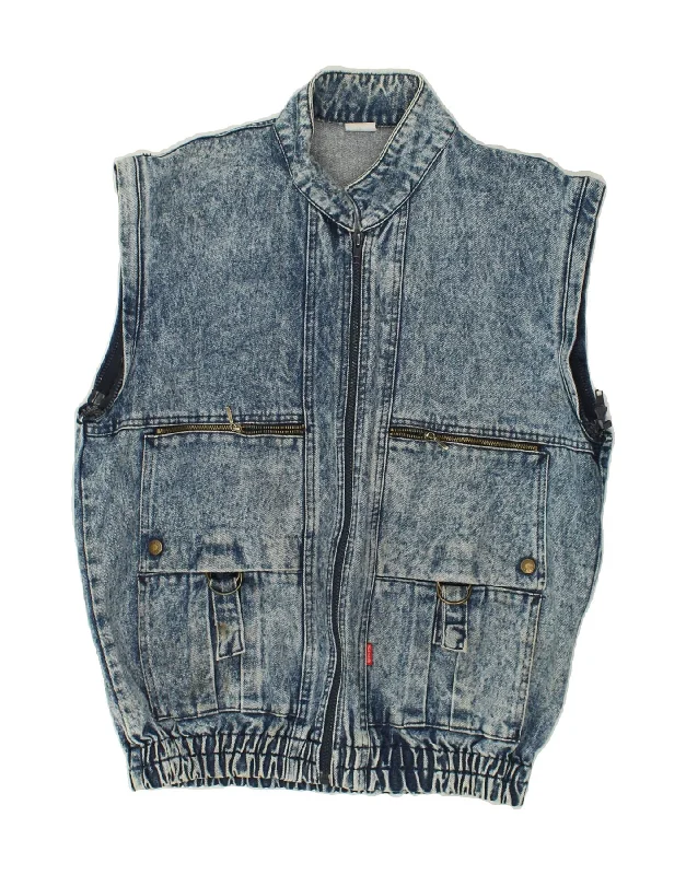 VINTAGE Mens Denim Gilet UK 38 Medium Blue