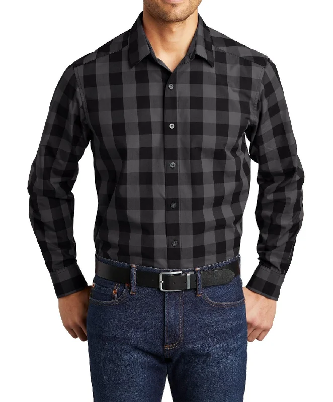 Men's Long Sleeve Lightweight Plaid Casual Shirt