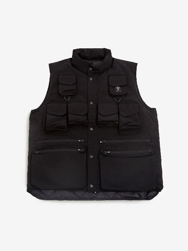 South2 West8 Multi Pocket Zipped Down Vest - Black