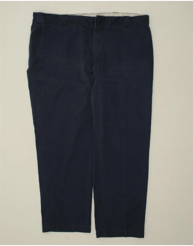 DICKIES Mens Straight Chino Trousers W44 L30 Navy Blue Polyester