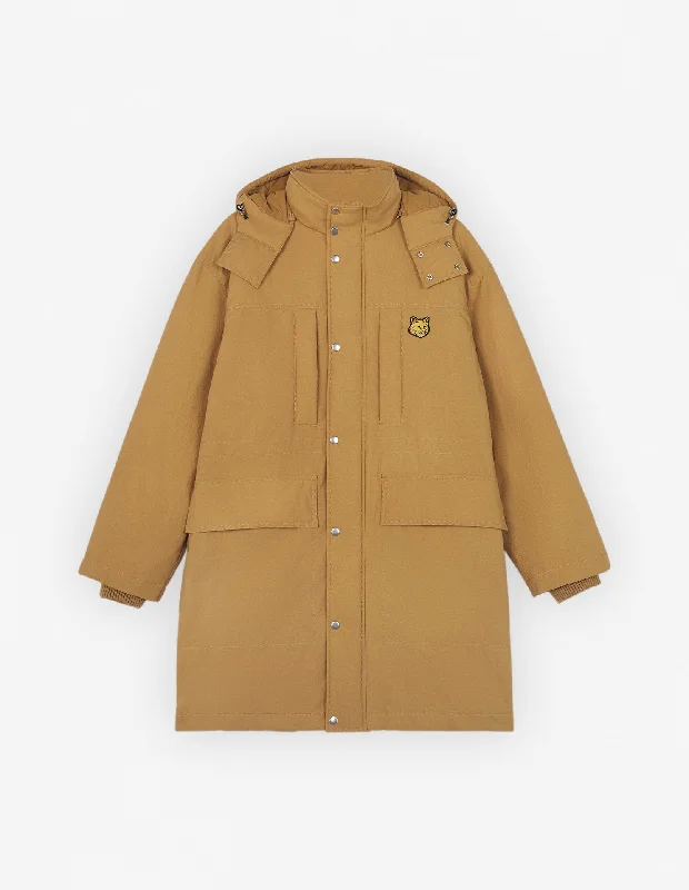 Hodded Padded Parka In Nylon With Tonal Fox Head P Taupe