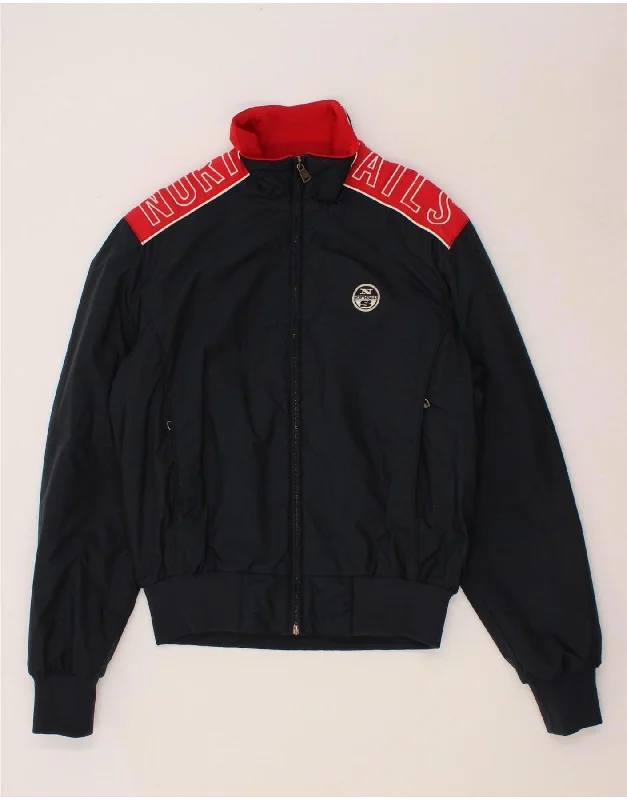 NORTH SAILS Mens Graphic Bomber Jacket UK 38 Medium Navy Blue Colourblock