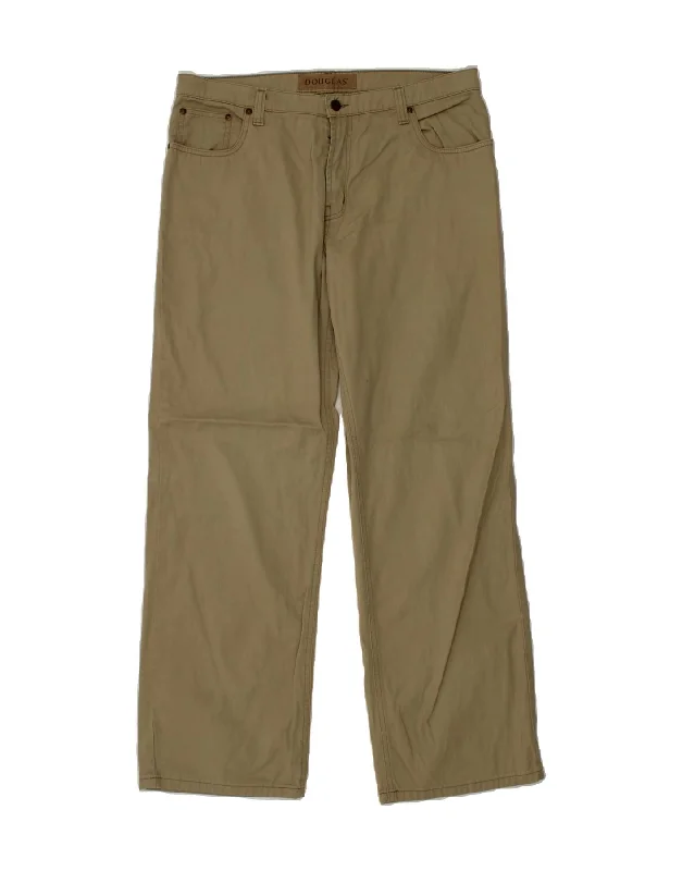 DOUGLAS Mens Straight Casual Trousers W36 L32 Beige Cotton