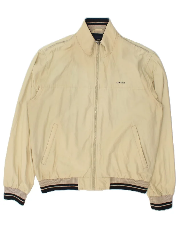 GEOX Mens Bomber Jacket UK 44 2XL Beige Cotton