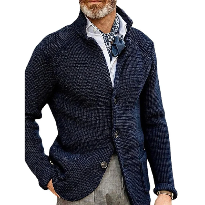 Men's Cardigan Solid Color Sweater