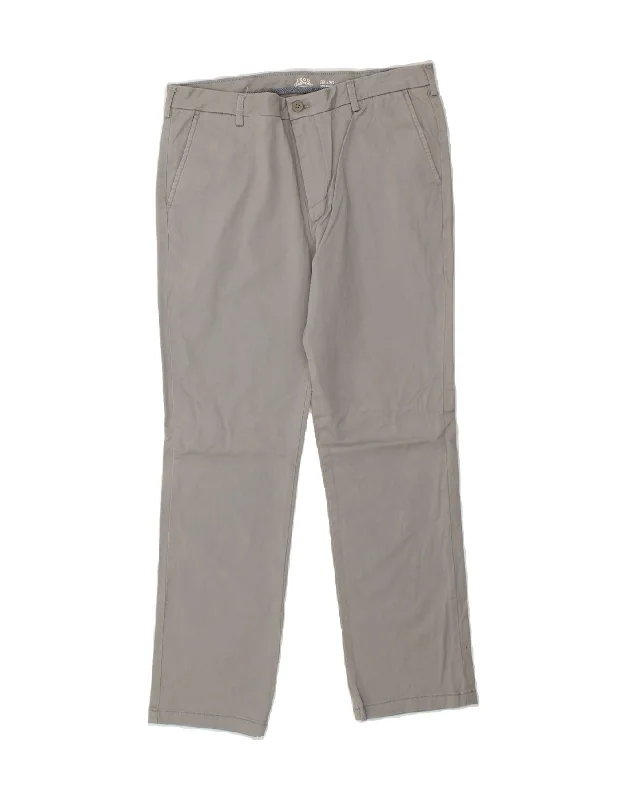 IZOD Mens Salt Water Straight Chino Trousers W32 L30 Grey Cotton