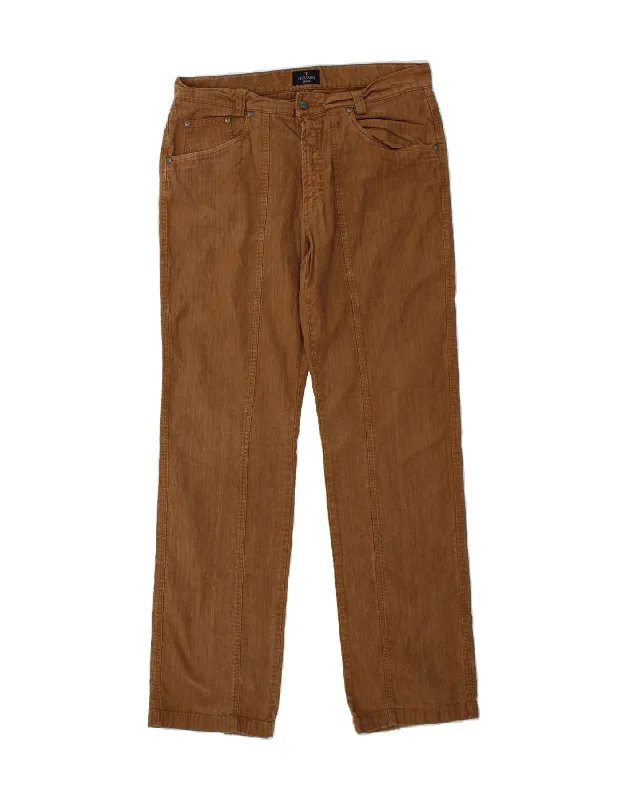 TRUSSARDI Mens Straight Casual Trousers IT 54 2XL W38 L34 Brown Cotton