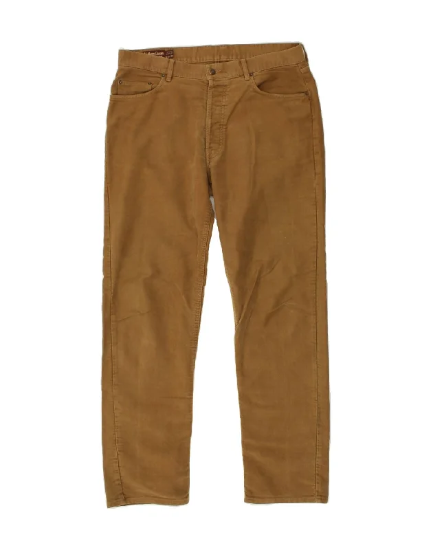 MARLBORO CLASSICS Mens Straight Casual Trousers W36 L34 Brown Cotton