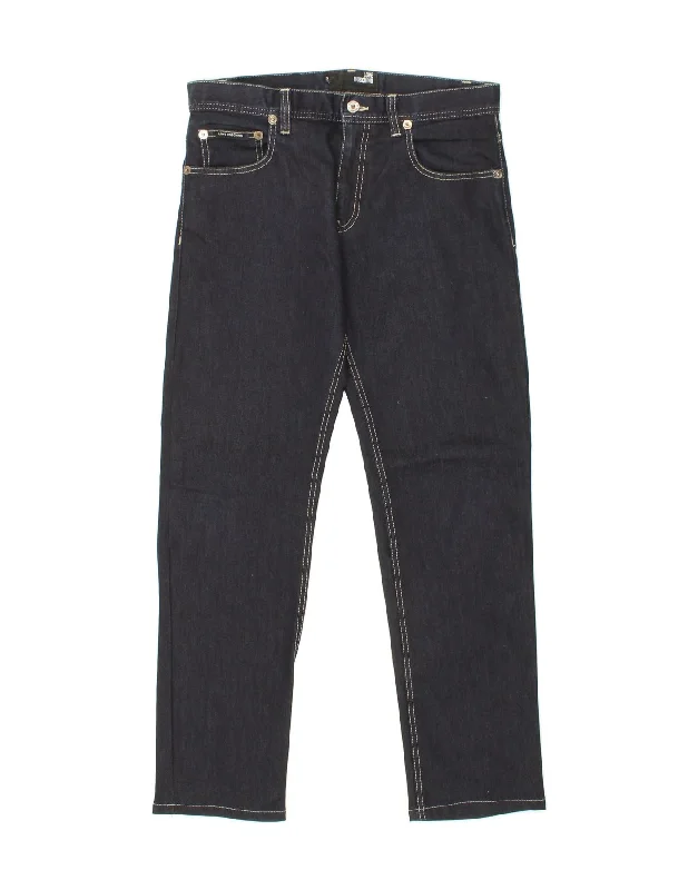 MOSCHINO Mens Straight Jeans W32 L30 Navy Blue Cotton