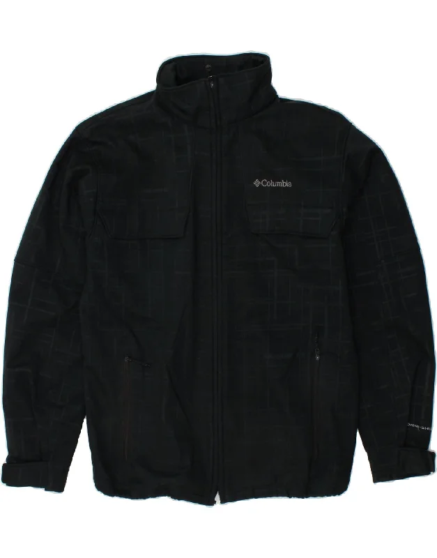 COLUMBIA Mens Windbreaker Jacket UK 40 Large Black Check Polyester