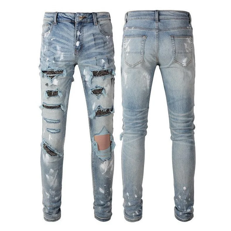 Stretch Retro Ripped Diamond Jeans