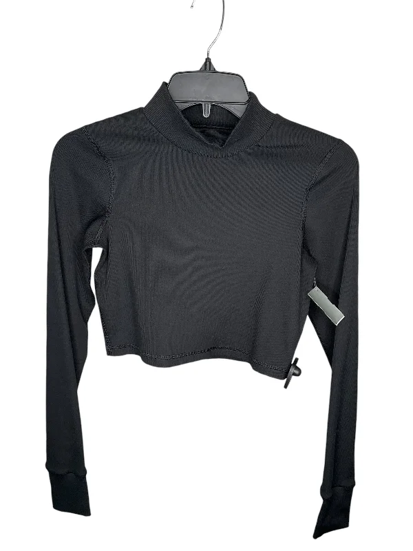 Athletic Top Long Sleeve Collar By Aerie In Black, Size: S