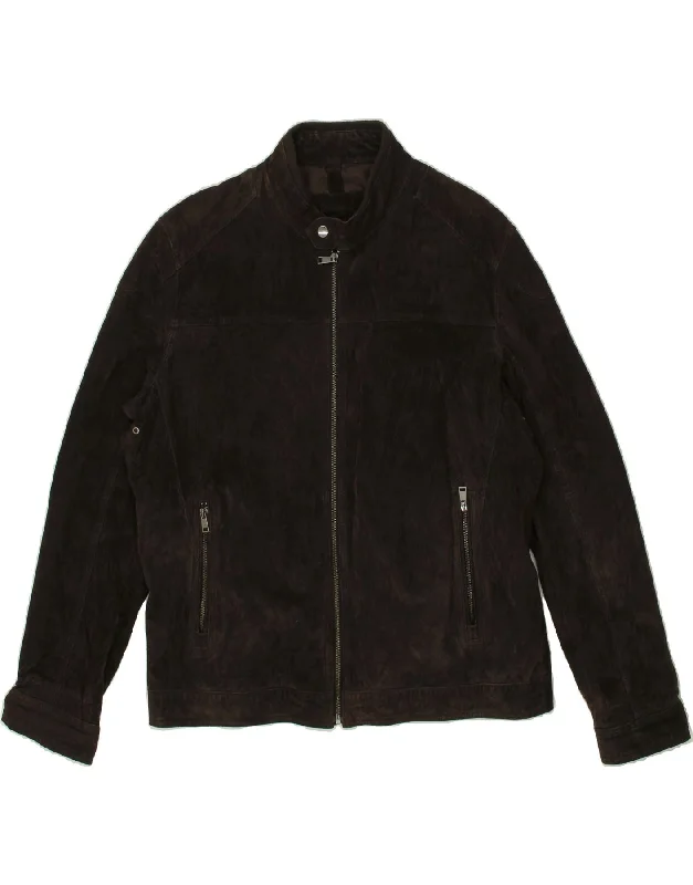 CONBIPEL Mens Suede Jacket UK 40 Large Brown Leather