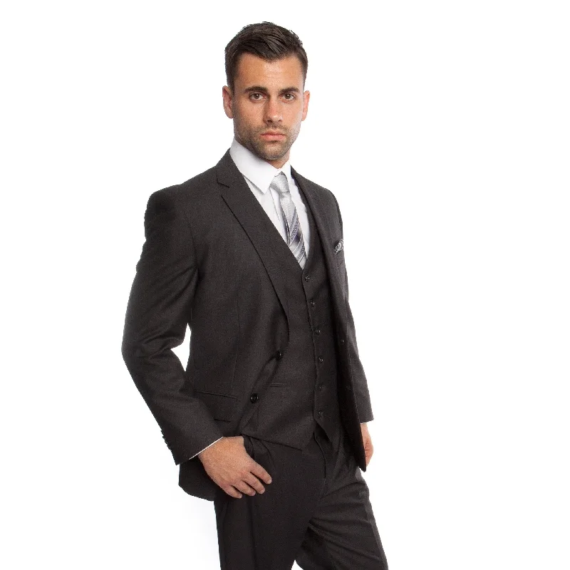 Mens Suit Two Button Solid Notch Lapel Suit Set