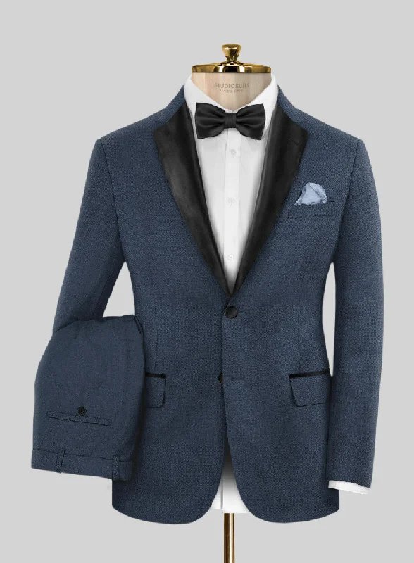 Napolean Flat Blue Wool Tuxedo Suit