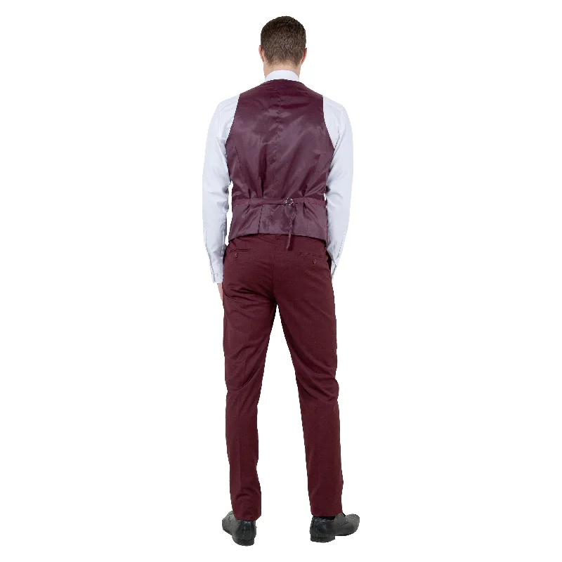 Men's Slim-Fit 3pc Solid Suit Set, Burgundy