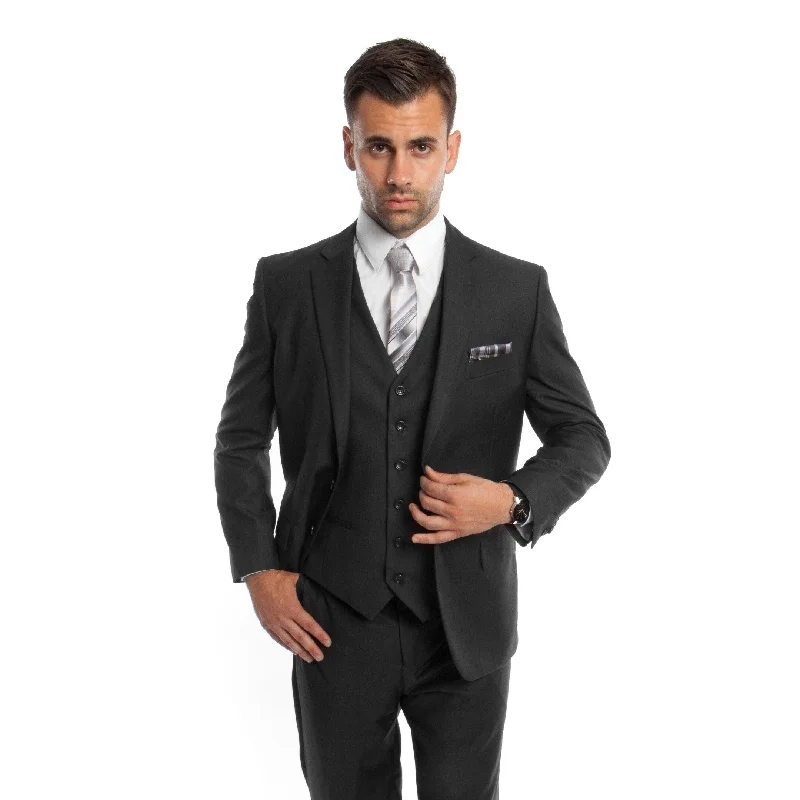 Men's Suit Modern Fit 3 Pieces Solid Two Button Suit