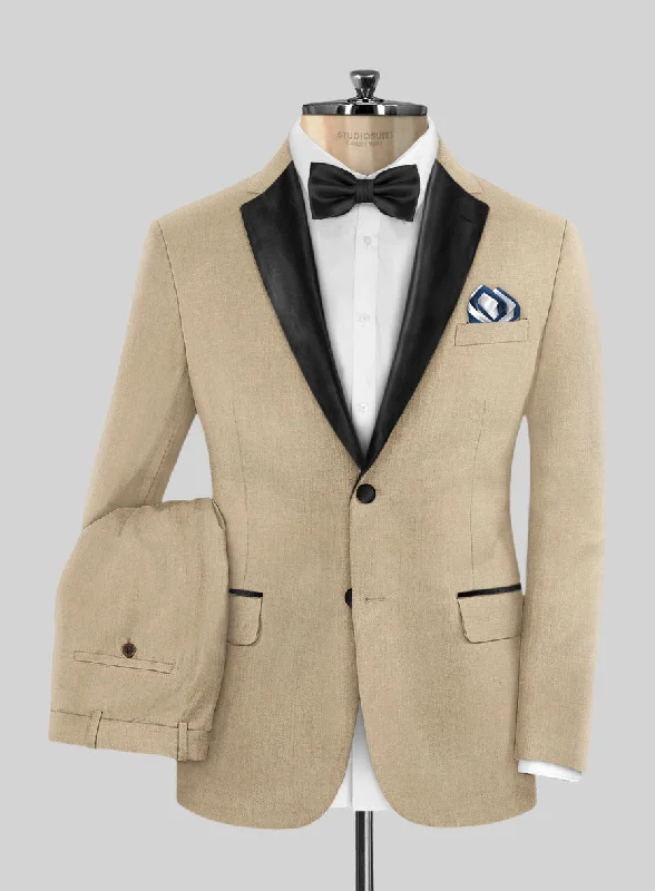 Napolean Biscuit Khaki Wool Tuxedo Suit