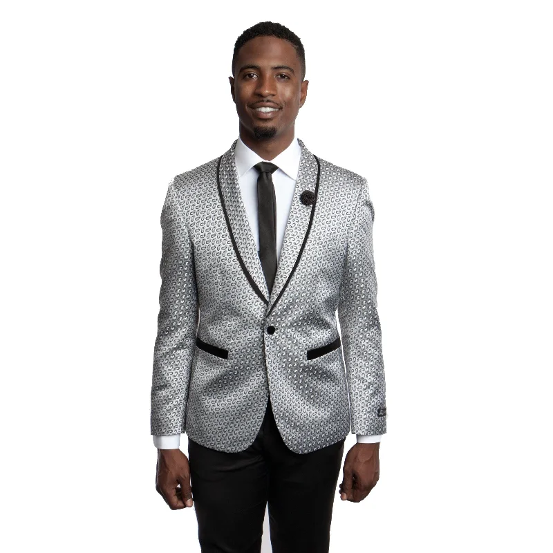 Mens Blazer Slim Fit Solid Sports Coat Blazer Jacket featuring Shawl Lapel