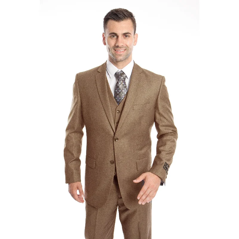 Men's Suit 3 Pieces Modern Fit Solid Two Button Suit