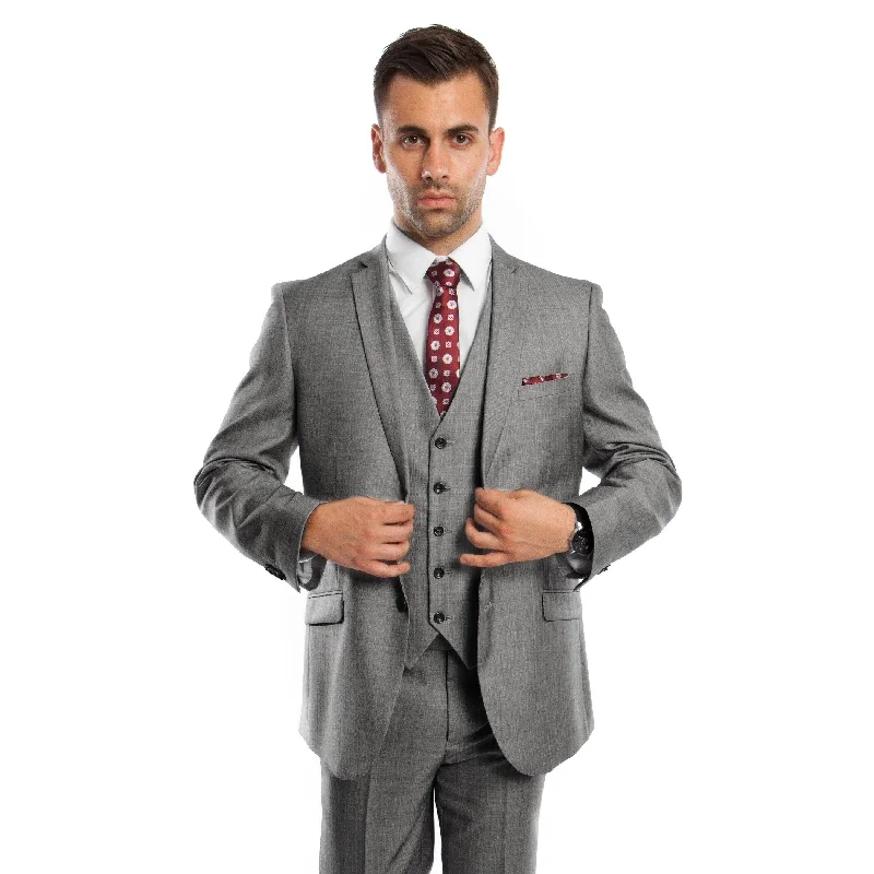 Men's Suit 3 Pieces Slim Fit Window Pane Notch Lapel Suit