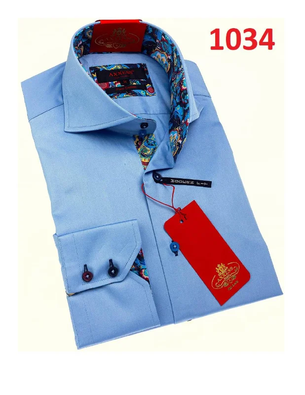 Axxess 1034 Sky Blue Cotton Casual Dress Shirt