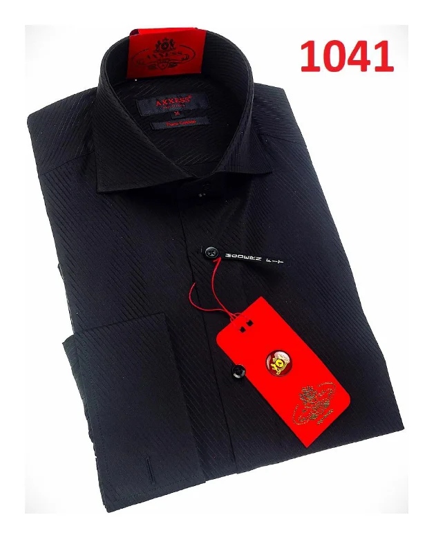 Axxess 1041 Black Cotton Casual Dress Shirt