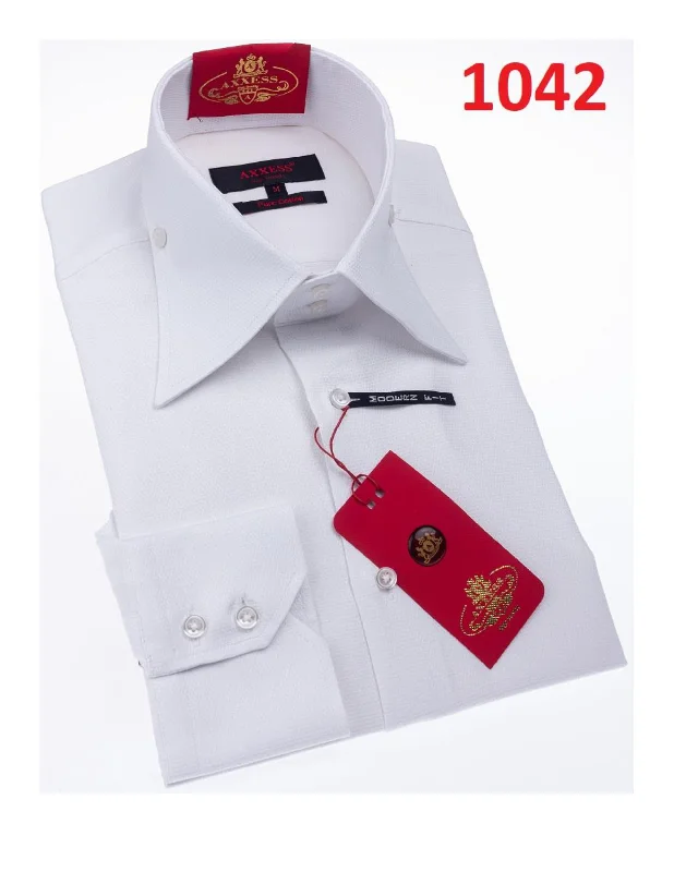 Axxess 1042 White Cotton Casual Dress Shirt