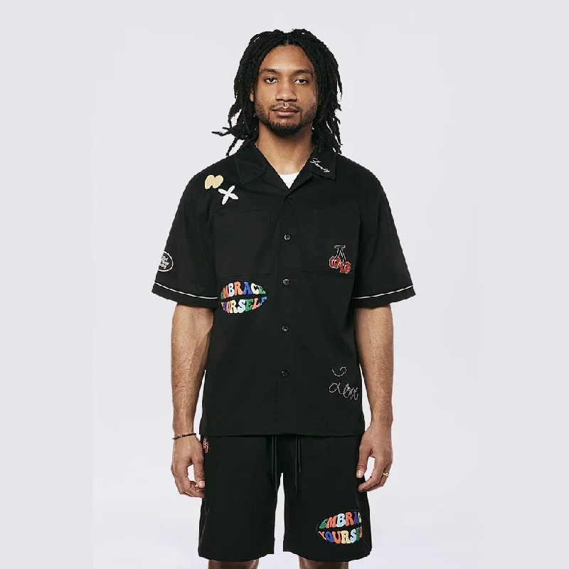 Graphic Heavy Textured Twill Shirt - Black