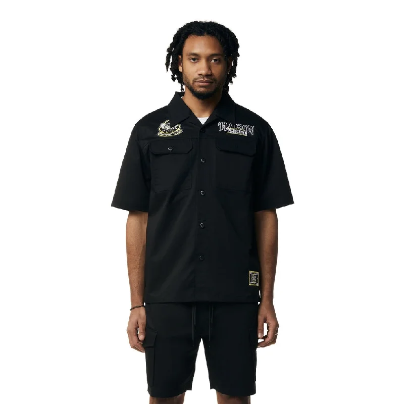 Graphic Polished Twill Shirt - Black