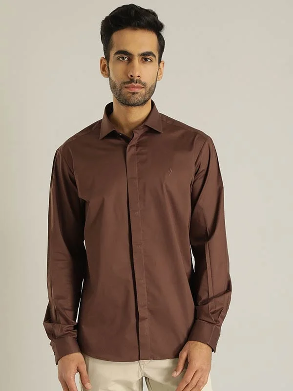 Men Solid Full Sleeve Cotton Stretch Shirt