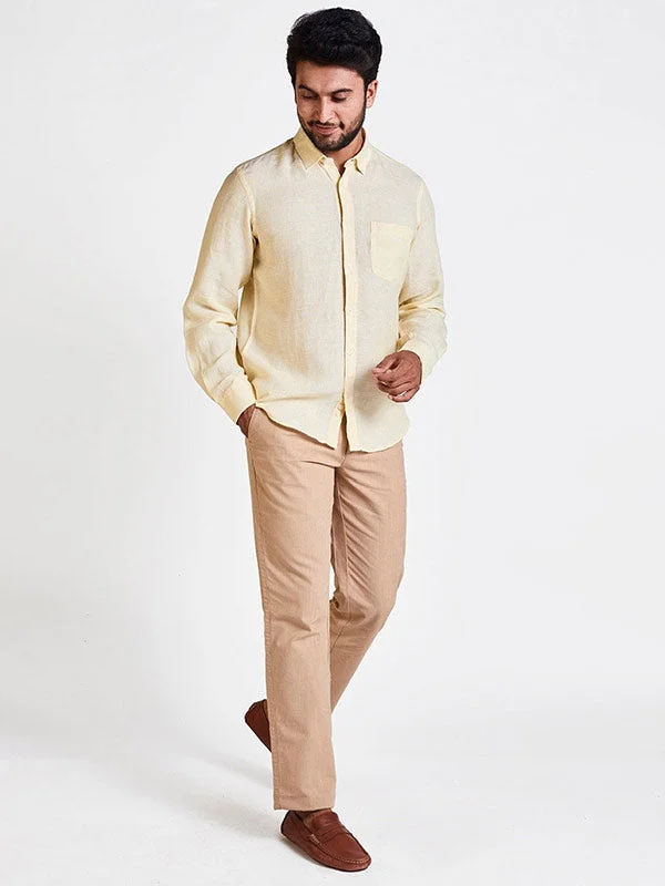 Men Solid Full Sleeve Linen Shirt