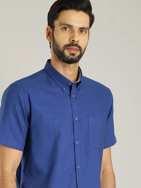 Men Solid Half Sleeve Cotton Shirt