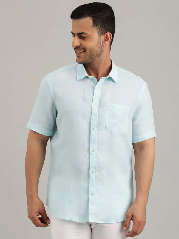 Men Solid Half Sleeve Linen Shirt