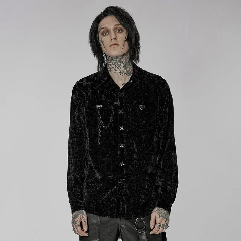 Men's Gothic Velvet Shirt with Plastic Chain